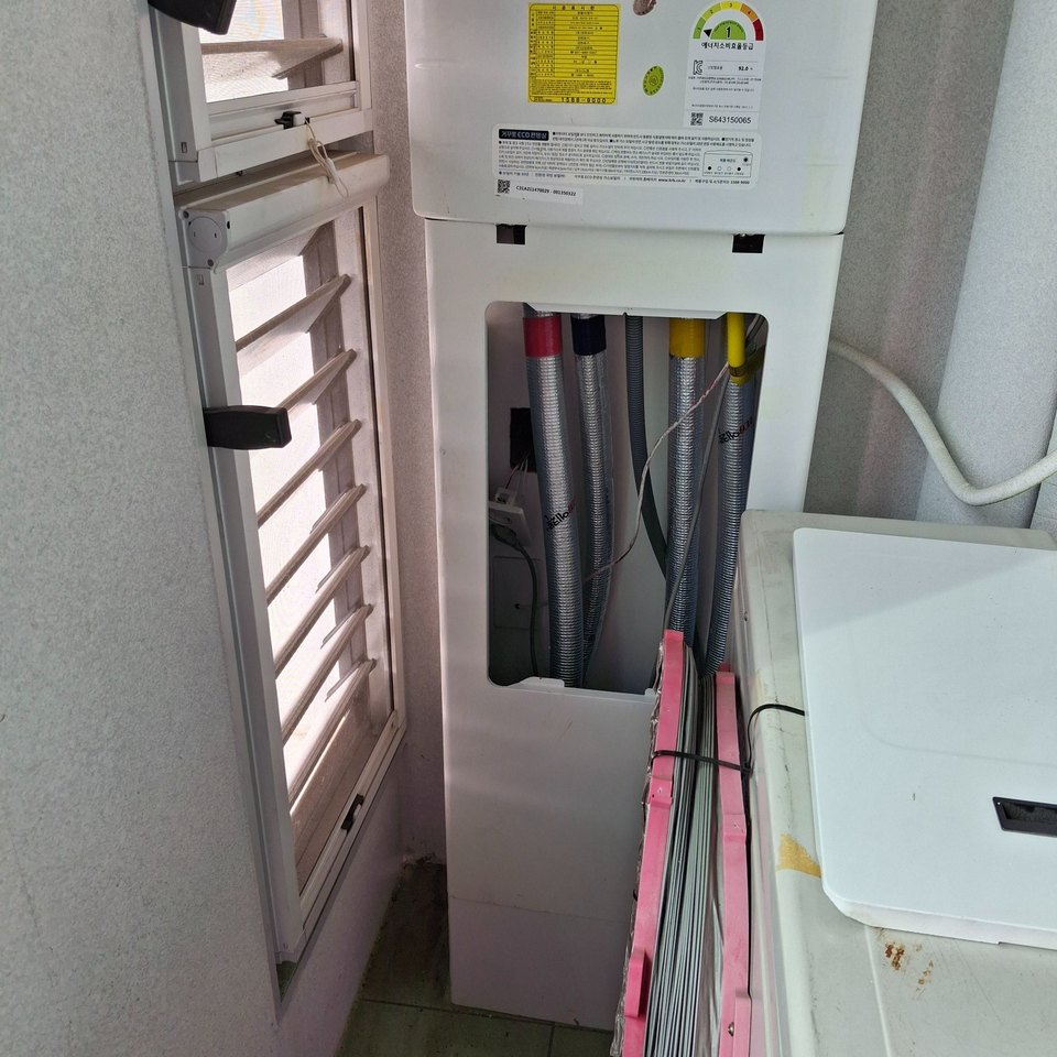 하남 실외기실 환풍기설치 전 루버창과 장비 간격 확인 사진
